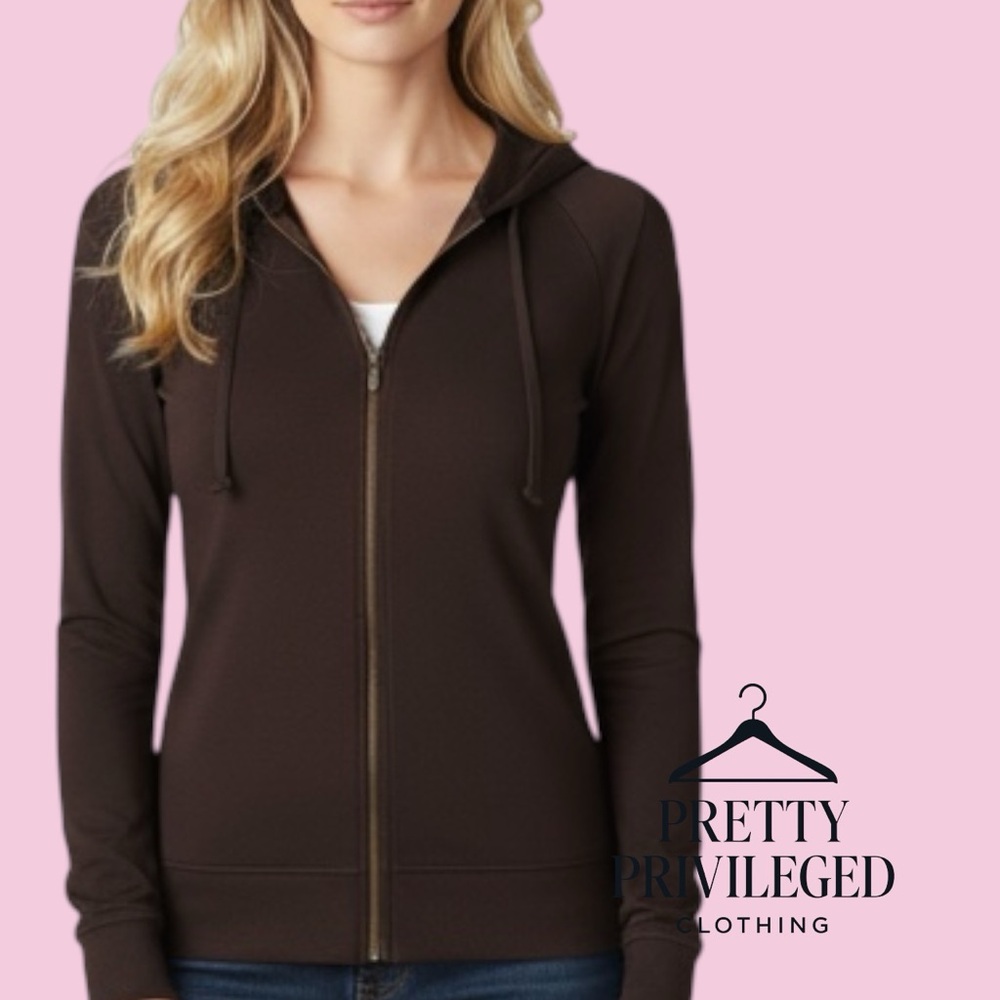 Majestic Dark Brown Zip-Up Hoodie